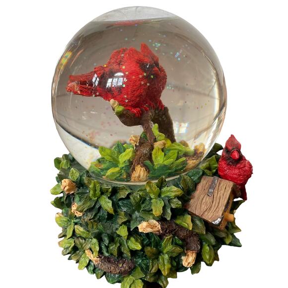 San Francisco Music Box Red Cardinal Water Globe Snow Once Upon A December Rare - Picture 6 of 14